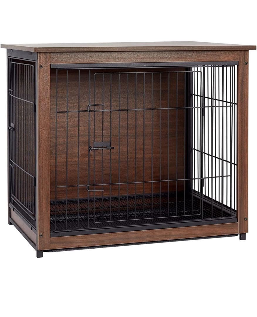 小型犬中型犬用　木製　屋根付き　ブラウン　ケージ