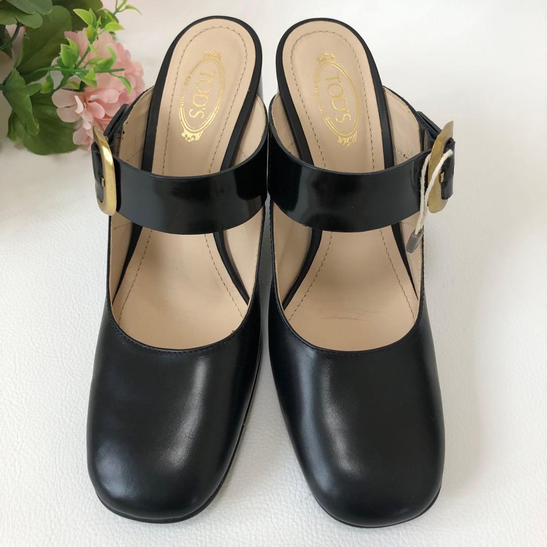 トッズ　ミュール　サンダル　ワンベルト　チャンキーヒール