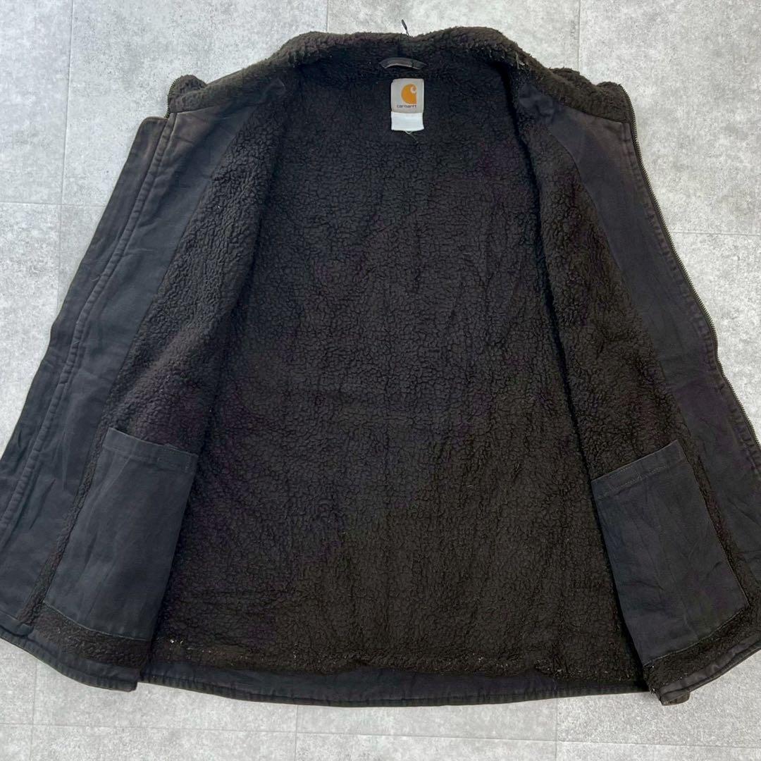 カーハート　ダック　ベスト　ブラウン　フリース　ボア　ビンテージ　茶色