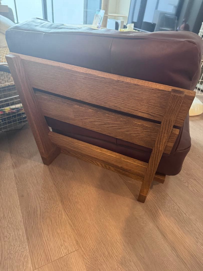 モモナチュラル CLOUD LOW SOFA 1人掛け ブラウンレザー ソファ