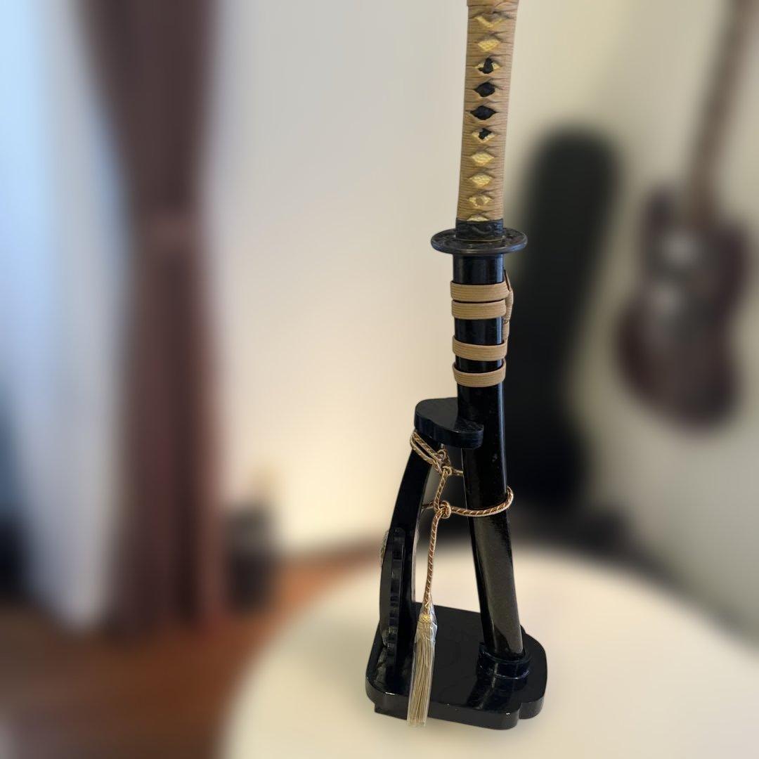 木製　御弓太刀飾　スタンド付き　藤栄作