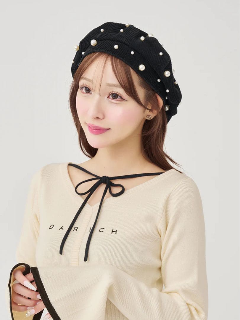 新品タグ ダーリッチ ウエストオープンリボンデザインニットミニワンピース FL