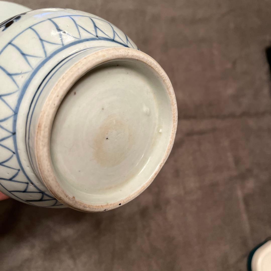 ビンテージ五ツメの青龍絵柄の陶器花瓶