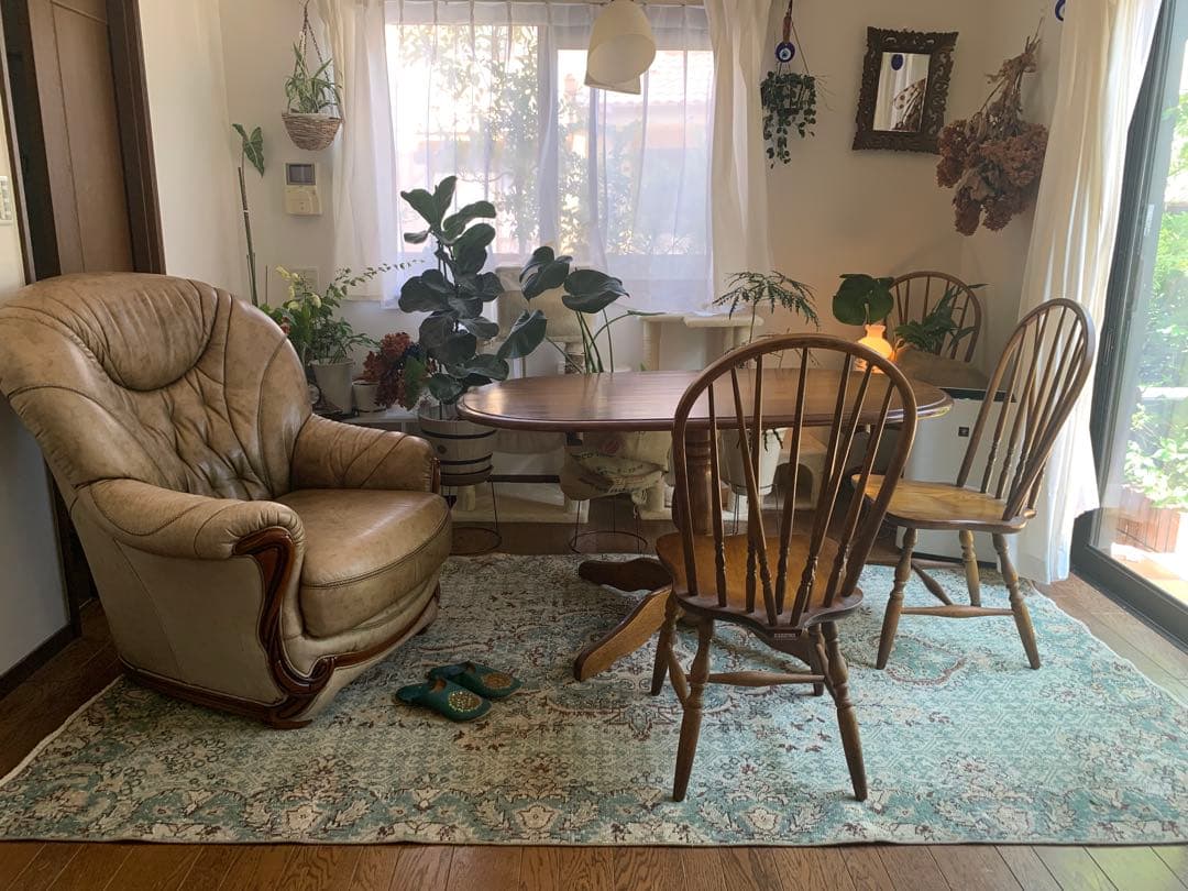 超大判　269×150宝石メダリオン　ピーコックグリーン　トルコヴィンテージラグ