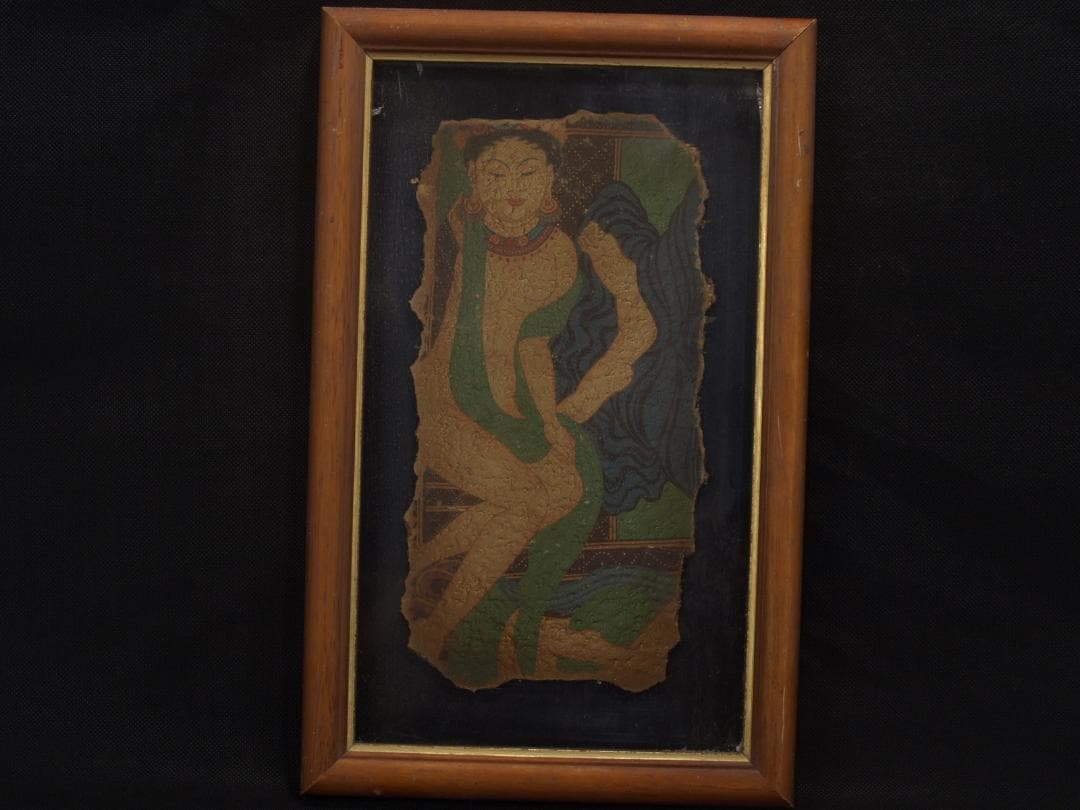 骨董市掘り出し品 中国唐時代　敦煌莫高窟壁画 彩絵　 AK1802B16-3