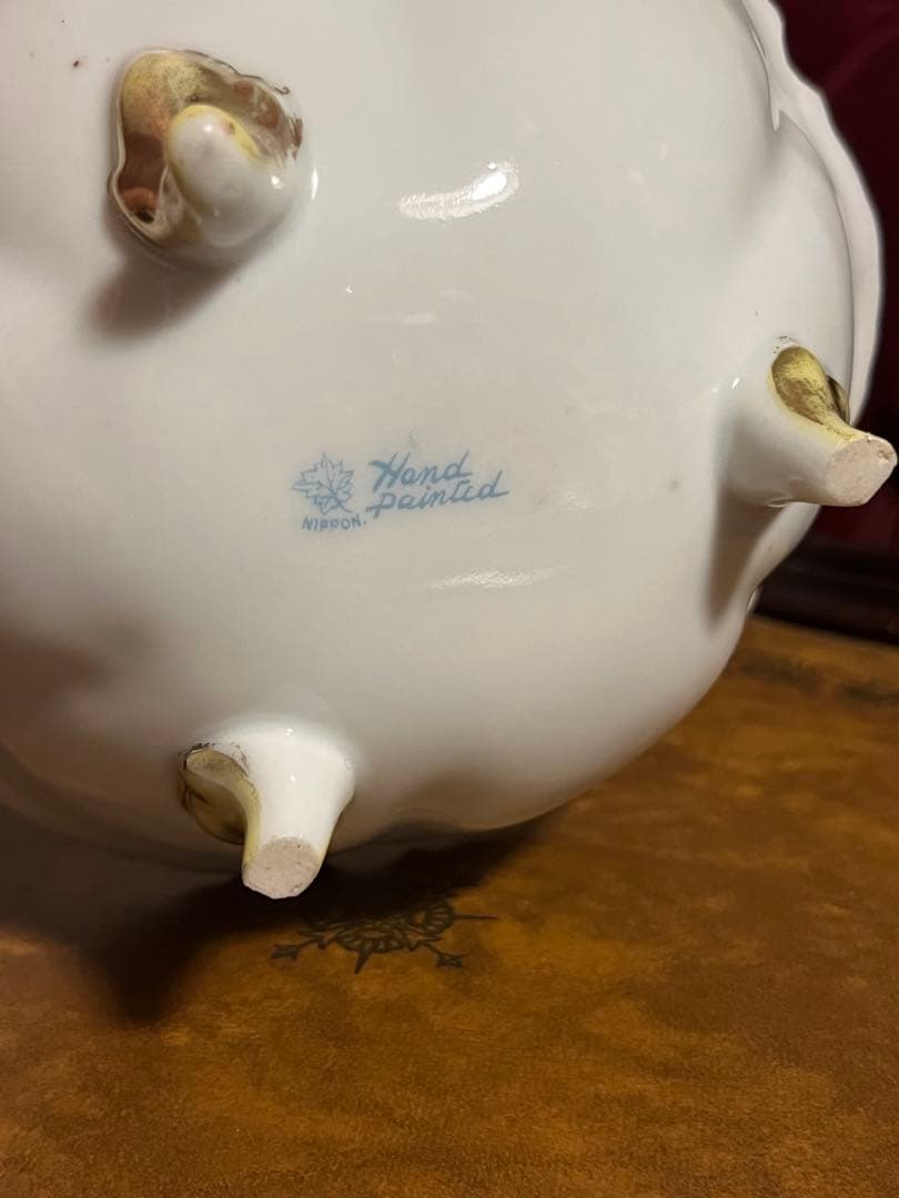 オールドノリタケ　メイプルリーフ印　ハンドペイント　ジュエル盛　ボウル