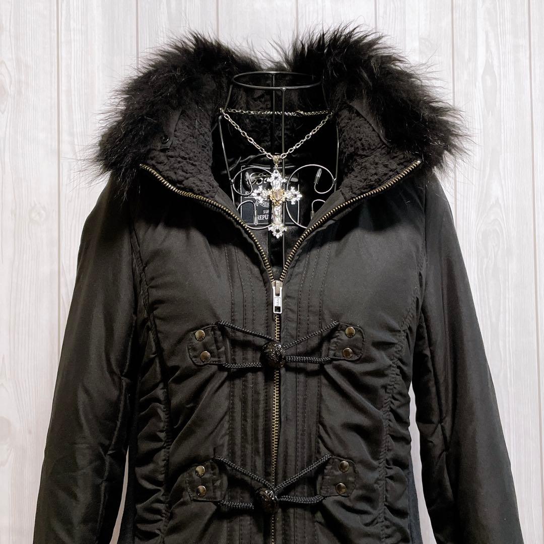 モッズコート リアルファー 黒 平成ギャル y2k ダークコア グランジ パンク