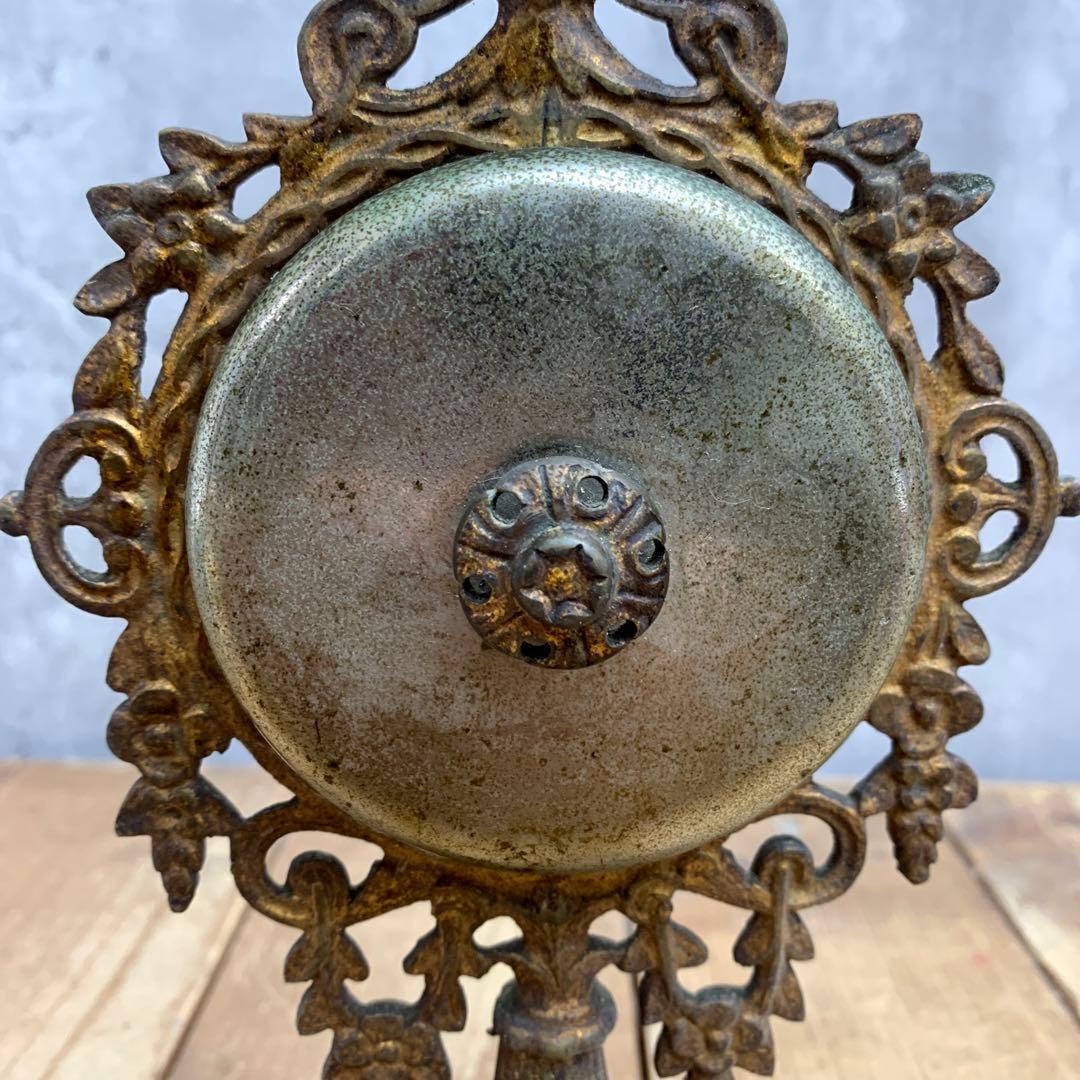 E-4 希少 アンティーク 卓上ベル 呼び鈴 カウンターベル 真鍮製 百合の紋章