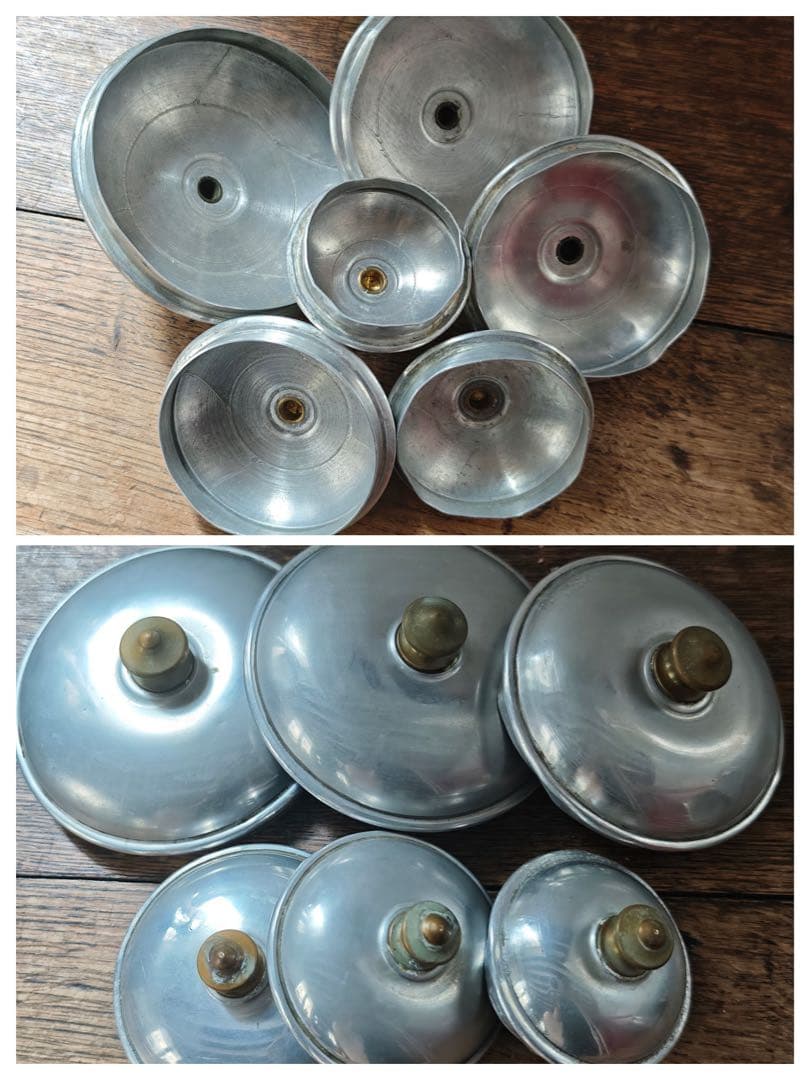 1950年代アルミキャニスター ＋ 真鍮ツマミ　フランスヴィンテージ