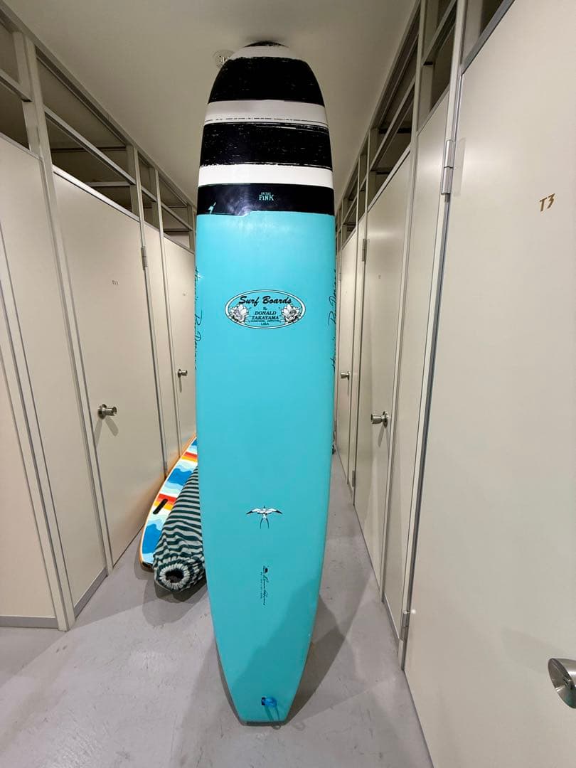 美品！アクアブルー サーフボード ストライプデザイン