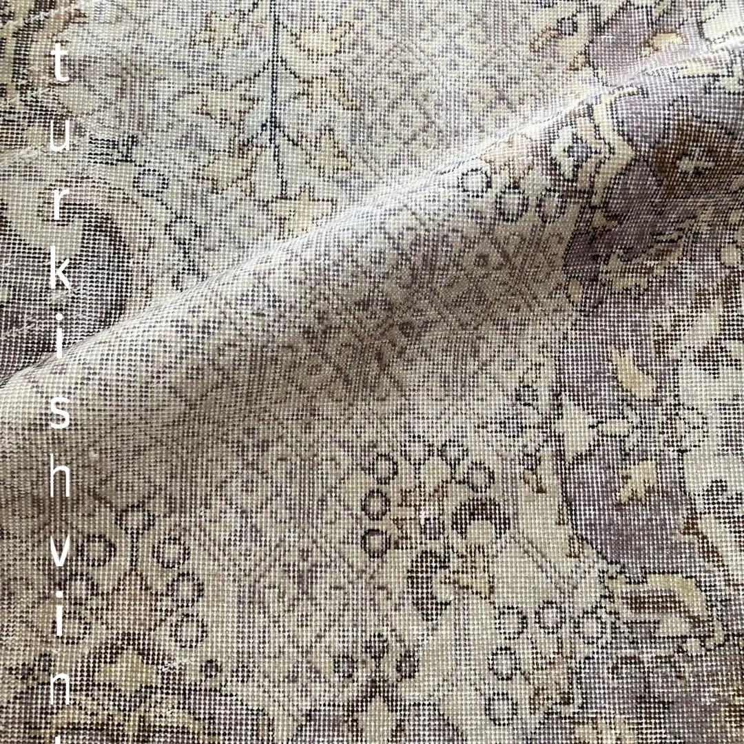 3m超ロング／76×297 グレー　メダリオンランナー　トルコヴィンテージラグ