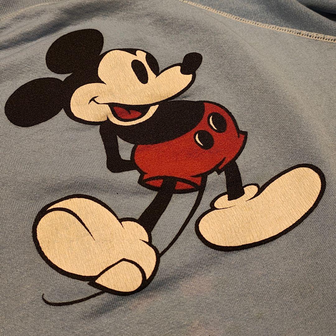 n*様 70s80s ディズニー ミッキー 白足 水色 ビンテージスウェットdi