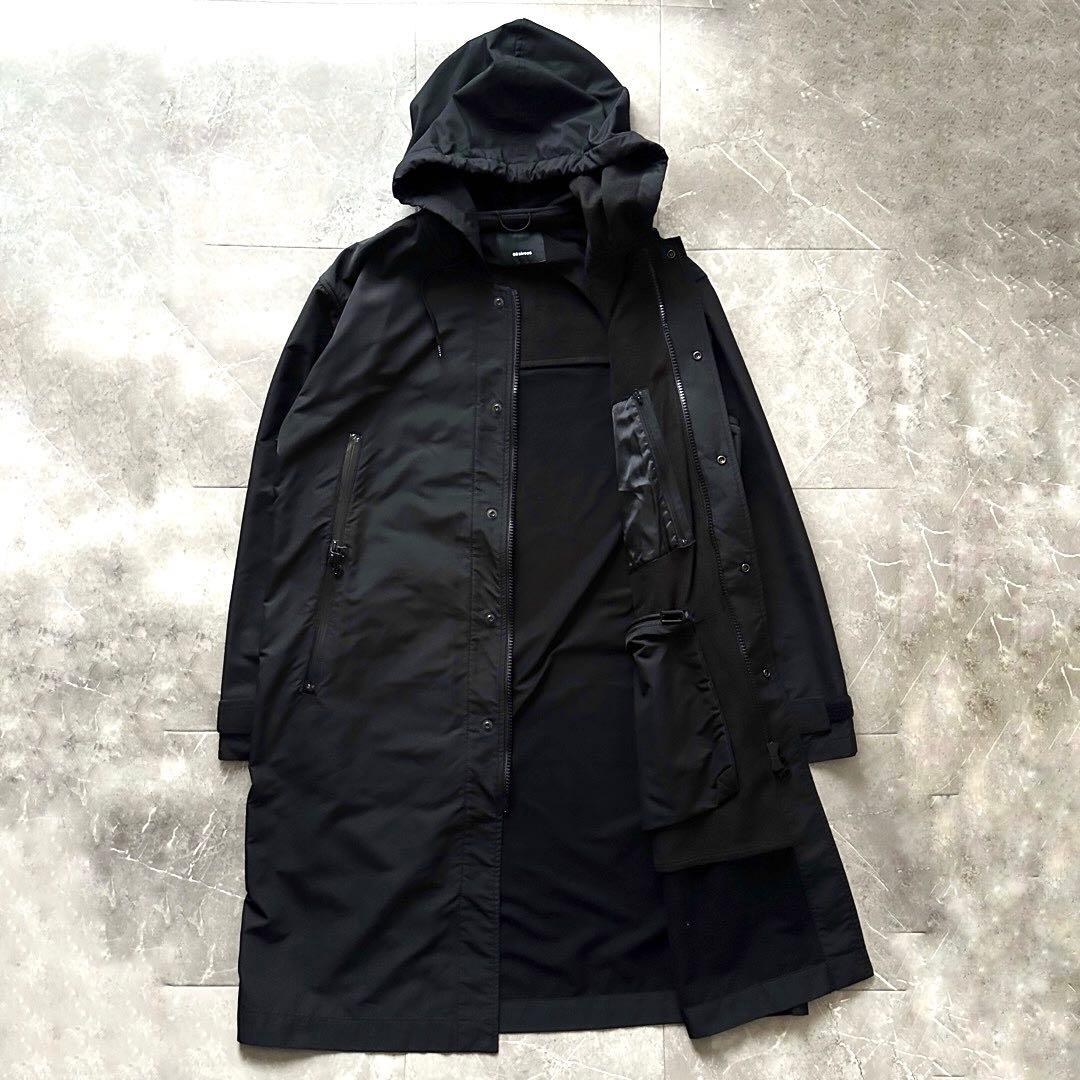 08sircus ナイロン フーデッド コート ブラック サイズXL モッズ