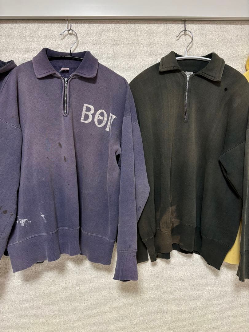 トップス 50s half zip sweat fade green