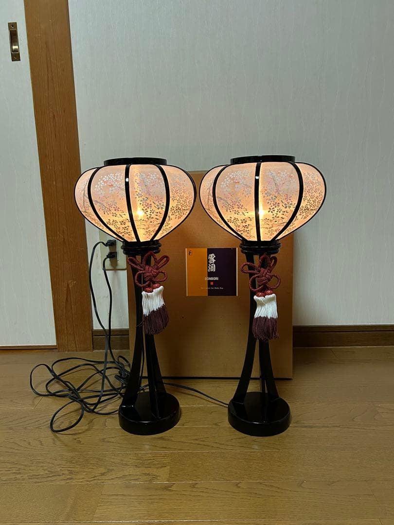 雪洞 ぼんぼり 桃の節句 ひな祭り 木製 古代吉野 2台セット