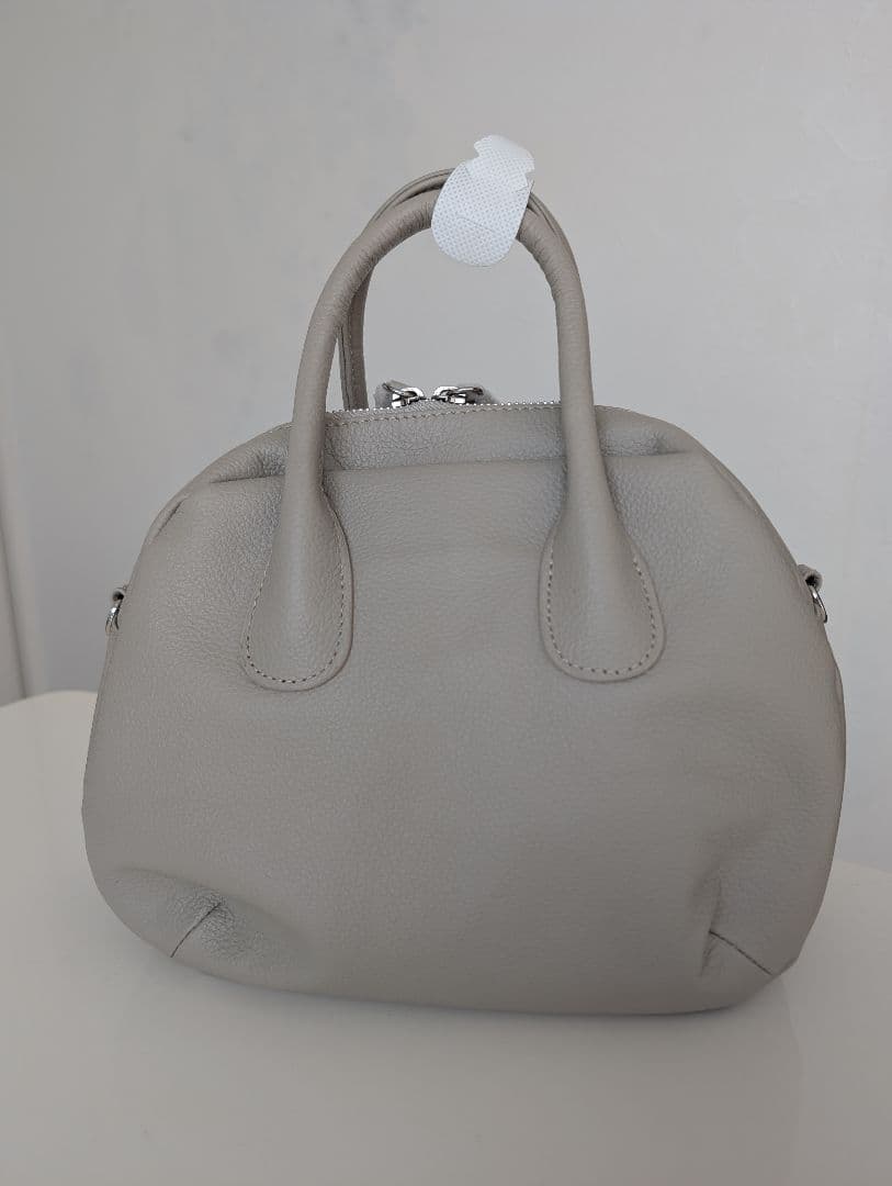 BEARDSLEY ライトグレー ラウンドミニボストンバッグ