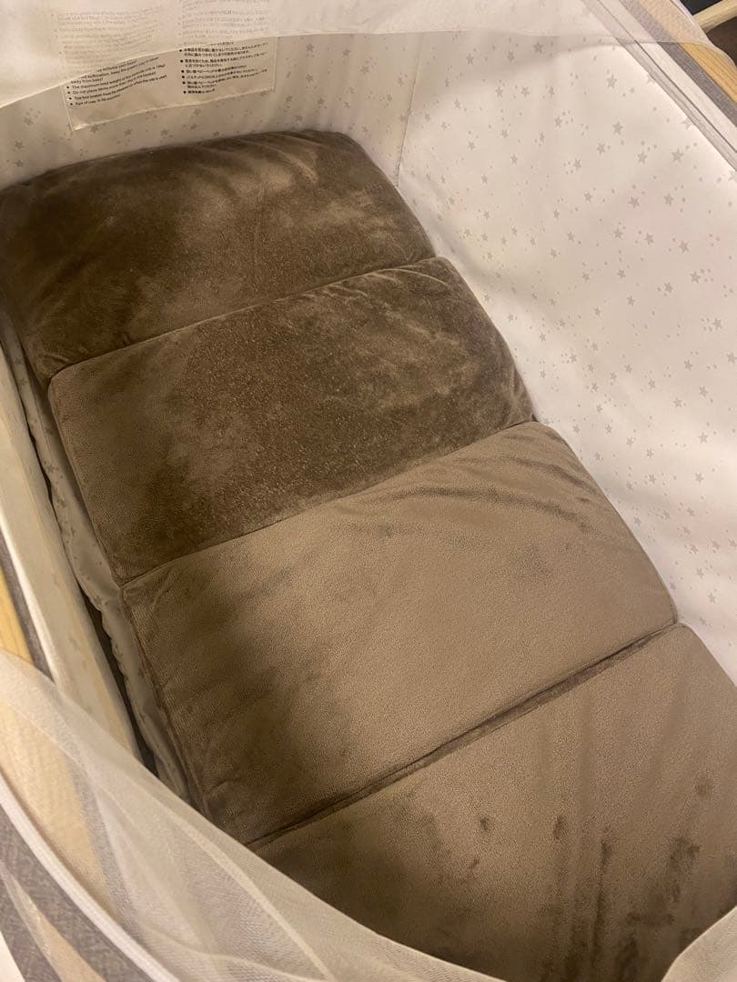 ベビーベッド 高さ調整可能 折り畳み 収納袋付きHZDMJ ライトグレー