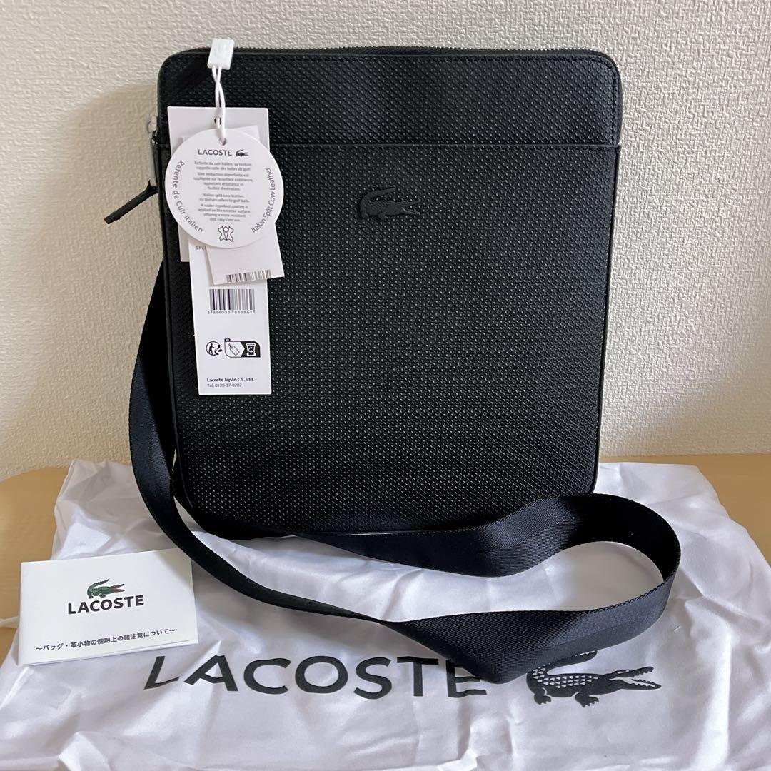 LACOSTE シャンタコ マットピケレザーフラットジップバッグ 未使用