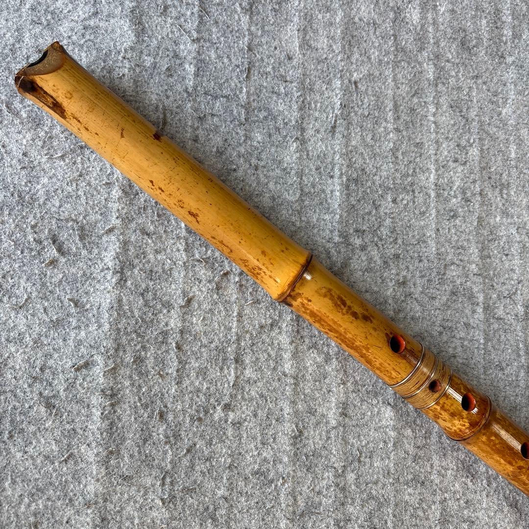 254尺八　真山銘⭐️一尺九寸管　歌口金巻き真山銘ニ印