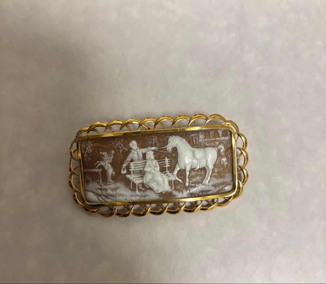 K18 カメオブローチ ペンダントトップ