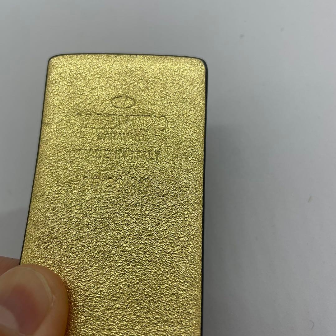 VALENTINO GARAVANI 黒レザー V字型バックル ベルト ゴールド