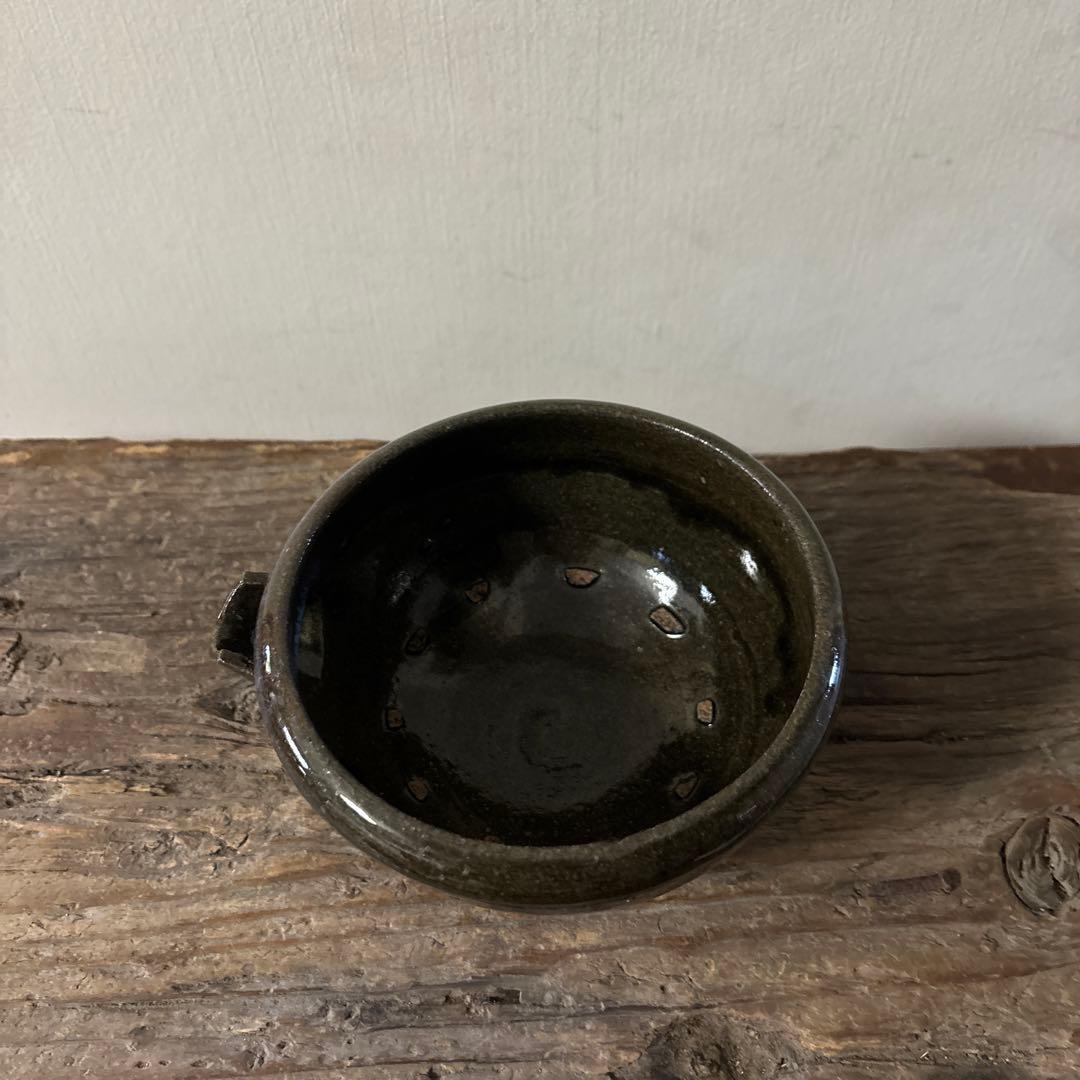 古い平清水片口　酒器　アンティーク　骨董　黒釉　 古美術　白洲正子　検:李朝