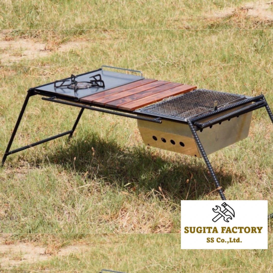 檜無垢材　スノーピークIGT対応アイアンテーブル　キャンプテーブル　ローテーブル