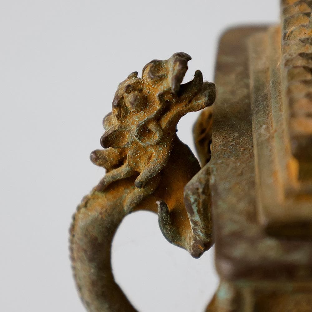 金工師 香保 造 鋳銅香炉 銅器獅子火屋龍耳 鳳凰 龍文