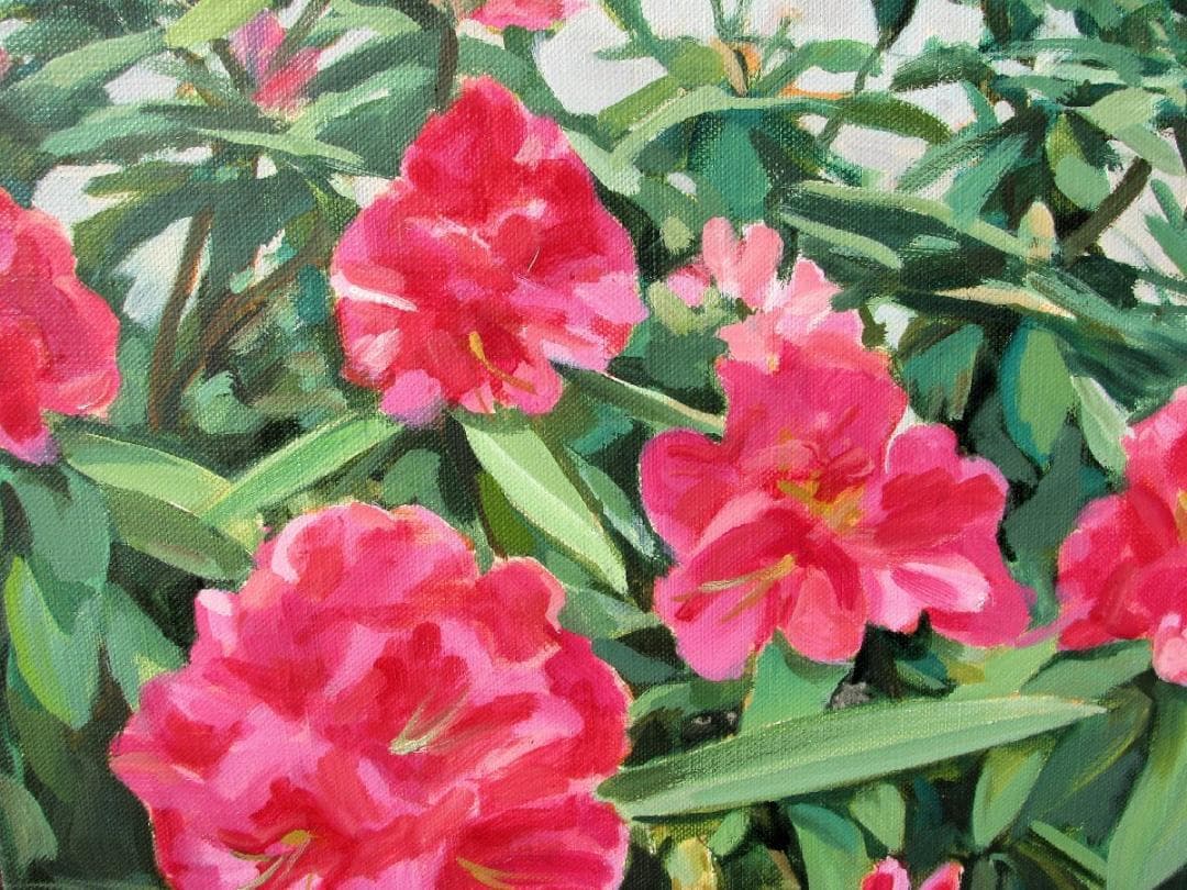 ☆処分☆スペインの光と影,檜山健三「しゃくなげ」6号油彩