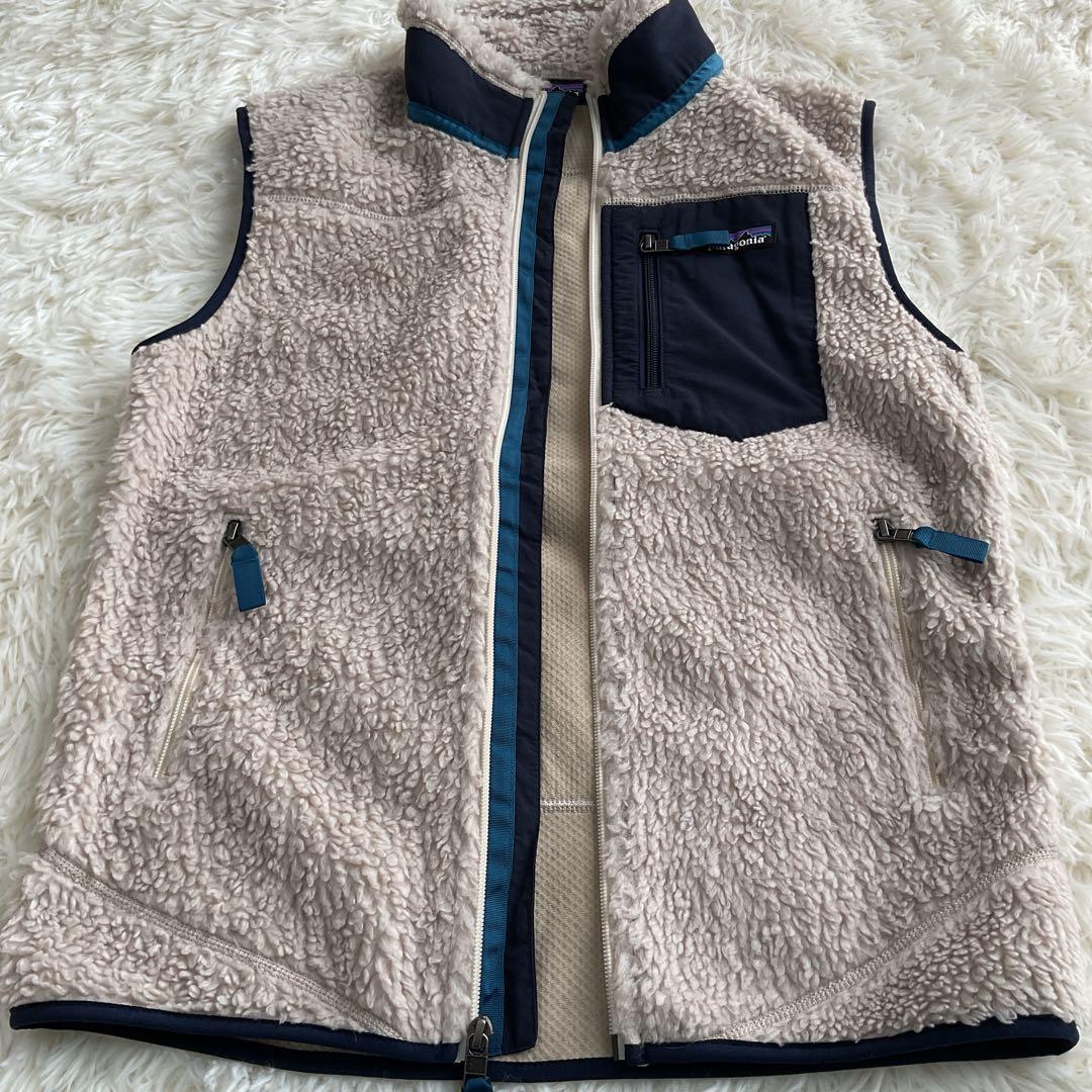パタゴニア レトロ ベスト Sサイズ フリース ベージュxネイビー
