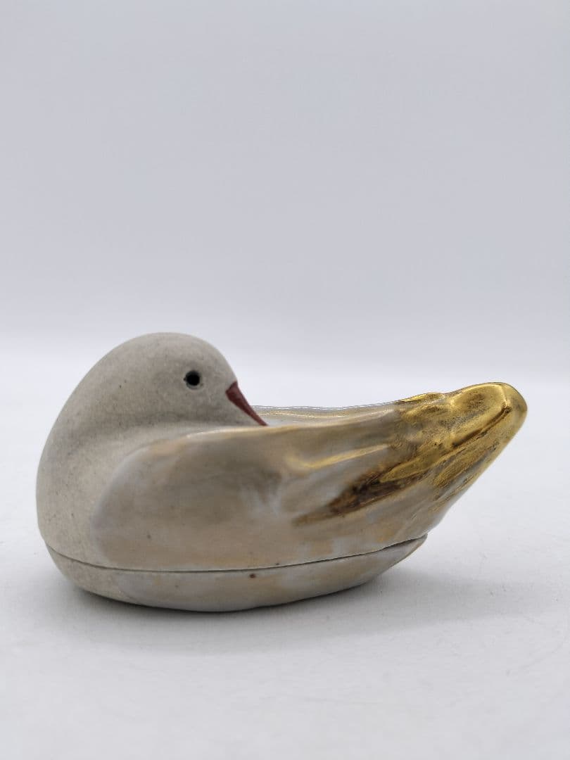 c637 香合 善所焼 都鳥 淡海陽炎園 木箱 茶道具 古物