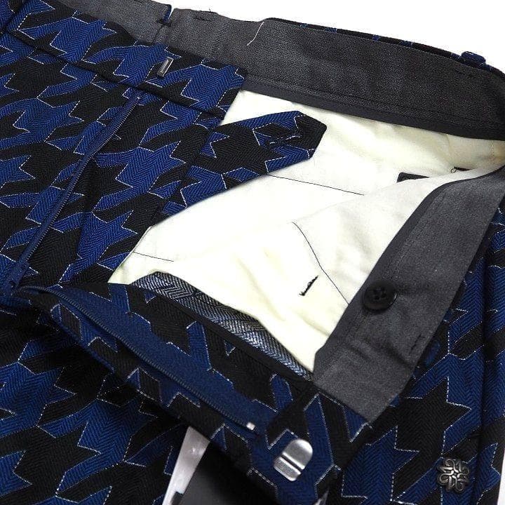 新品 セントアンドリュース ラメジャガード パンツ 定価39600円 青 M