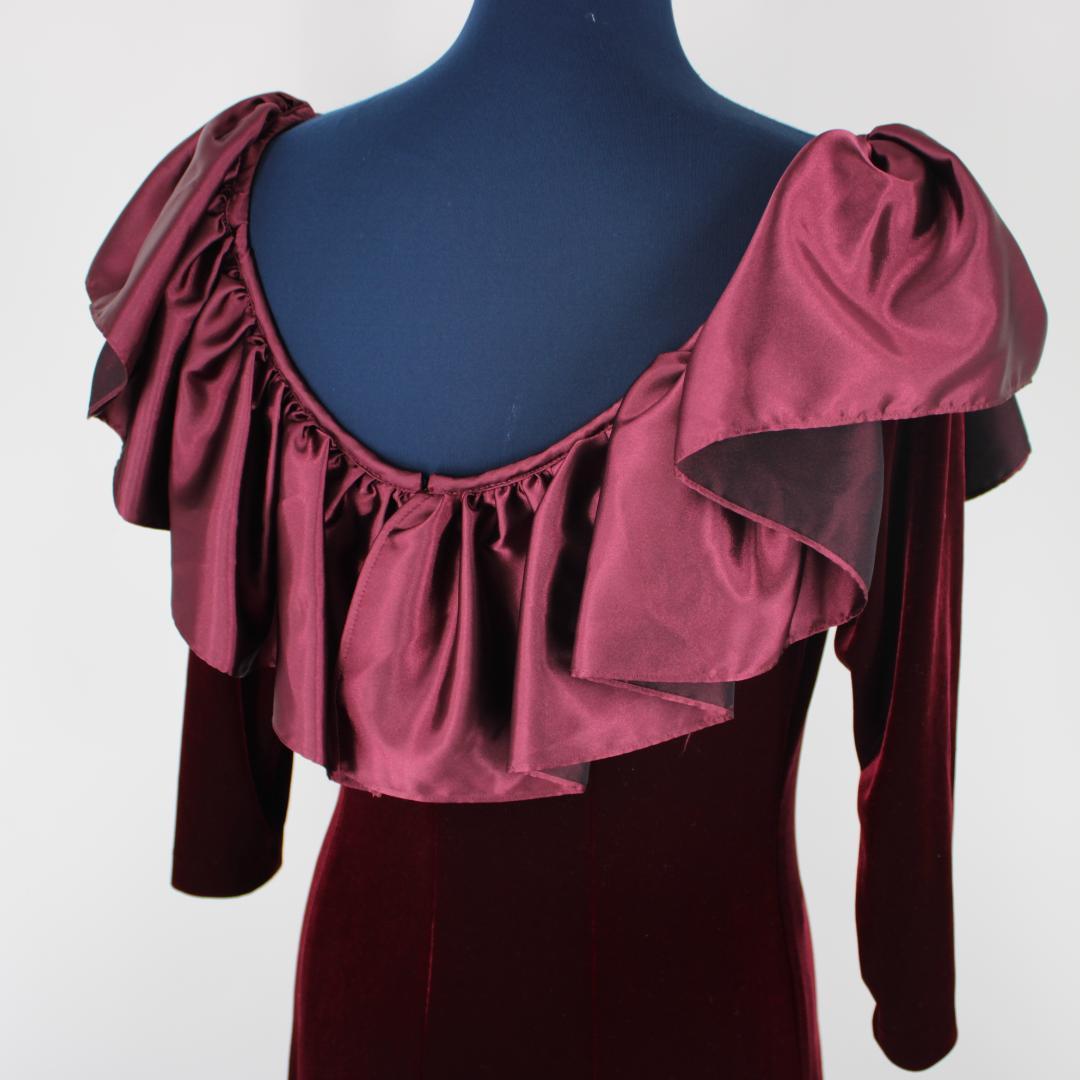 【フラダンス用衣装 美品 ベロアドレス】メネフネ ワインレッド ボルドー