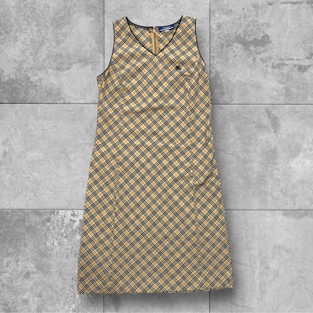 バーバリーブルーレーベル ワンピース チェック 40 ベージュ y2k 00s