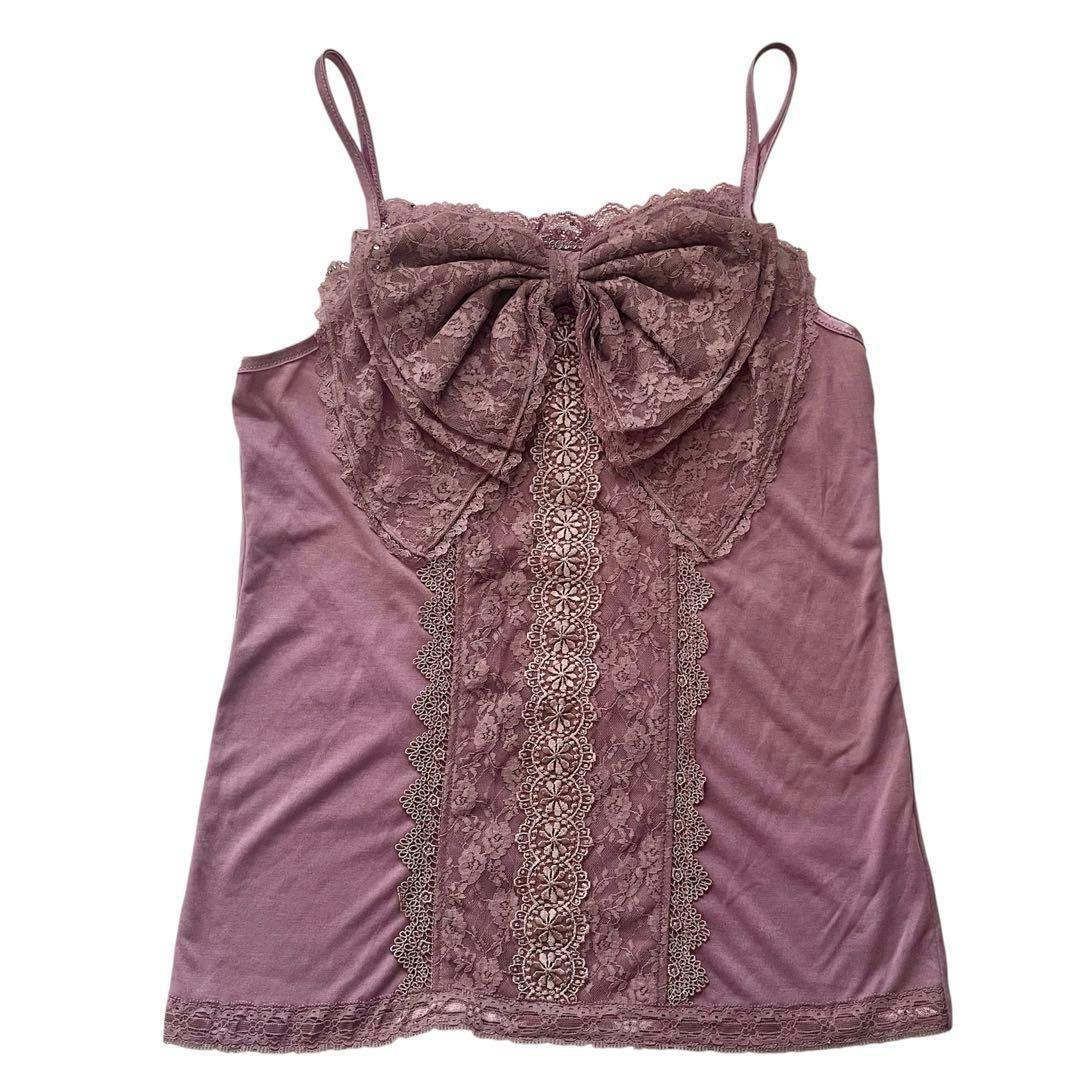 アクシーズファム　パープル ビッグリボンキャミソール レース　フリル