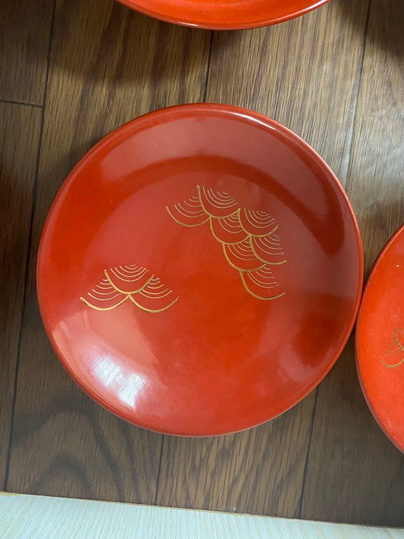 値下げしました　輪島塗　漆器　椀　5客　蒔絵　絵変わり　満月　夜景　三日月　月