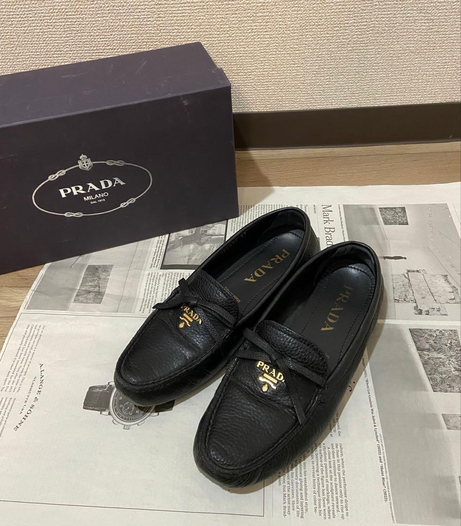 PRADA プラダ レザー ドライビングシューズ パンプス ブラック 37