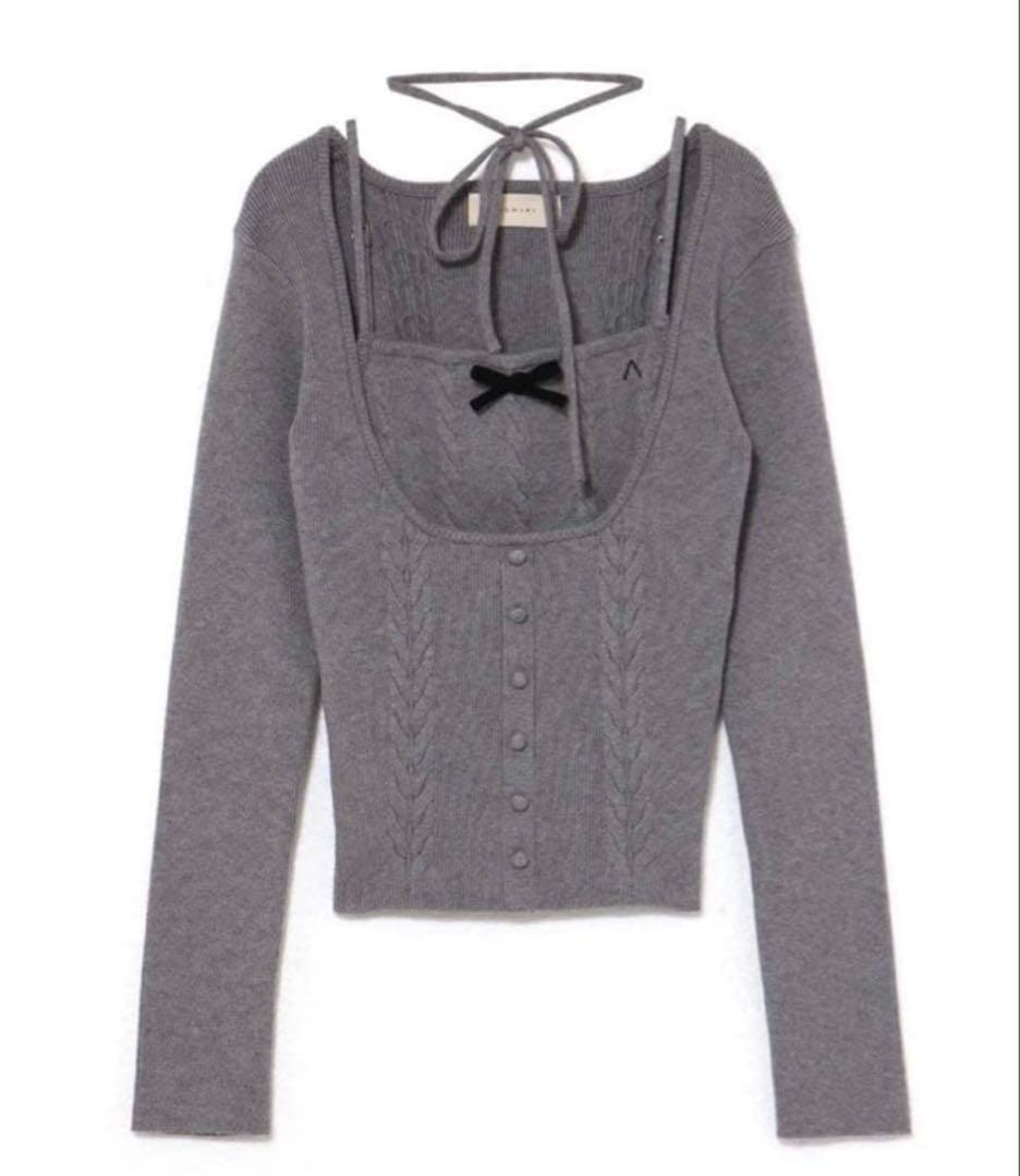 andmary Sharon ribbon tops グレー