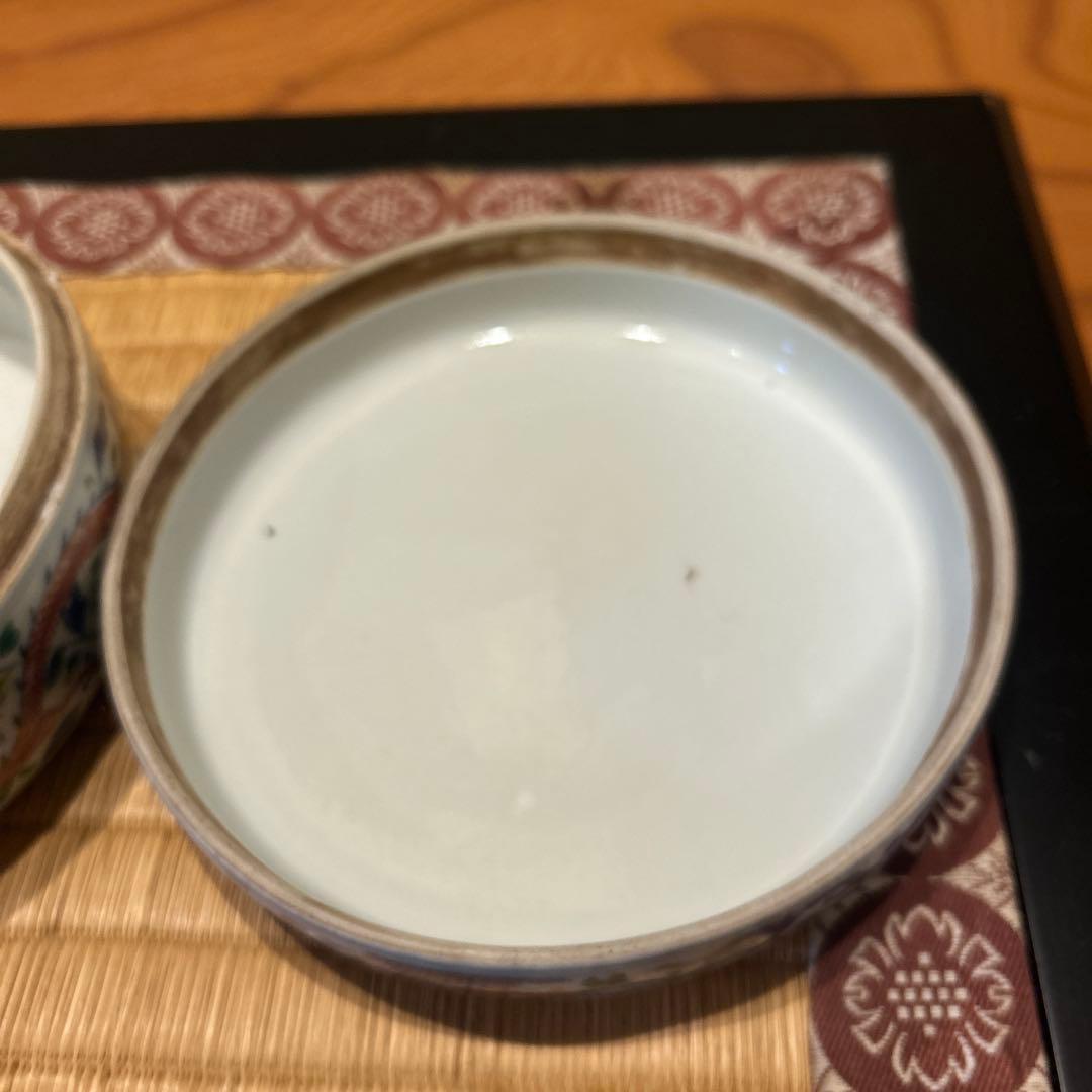 万暦赤絵　龍と鳳凰の蓋物　縁起良