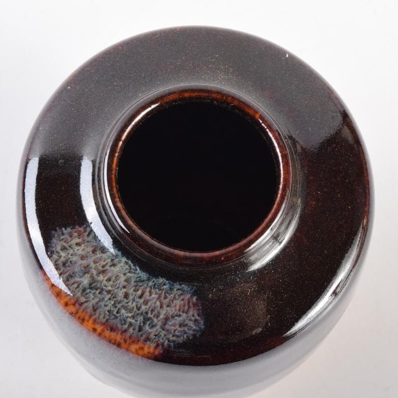 K・K　茶道具　高取焼　清水茂生造　文琳茶入　仕覆付　共箱　V　7006