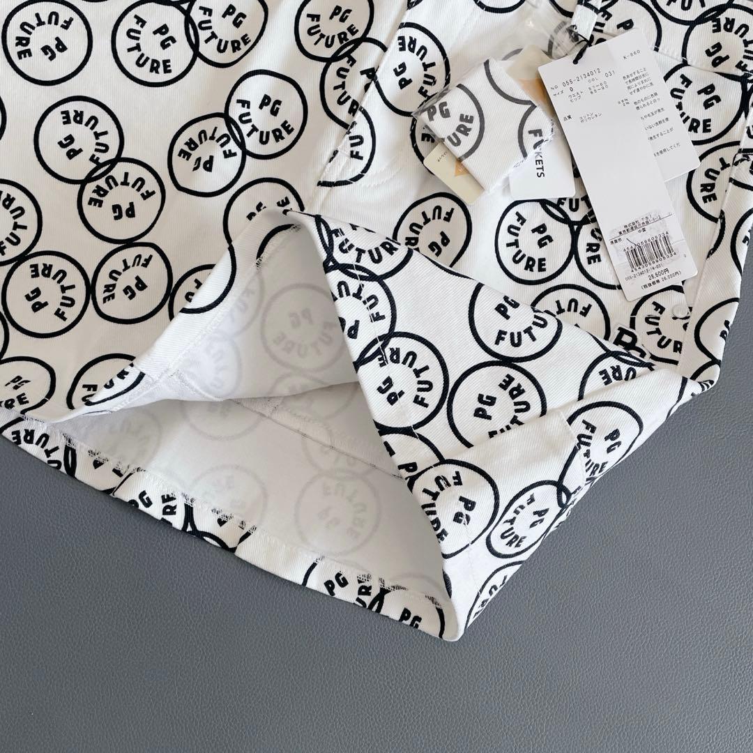 新品タグ付き未使用品 パーリーゲイツ スカート 0/S 総柄 ホワイト