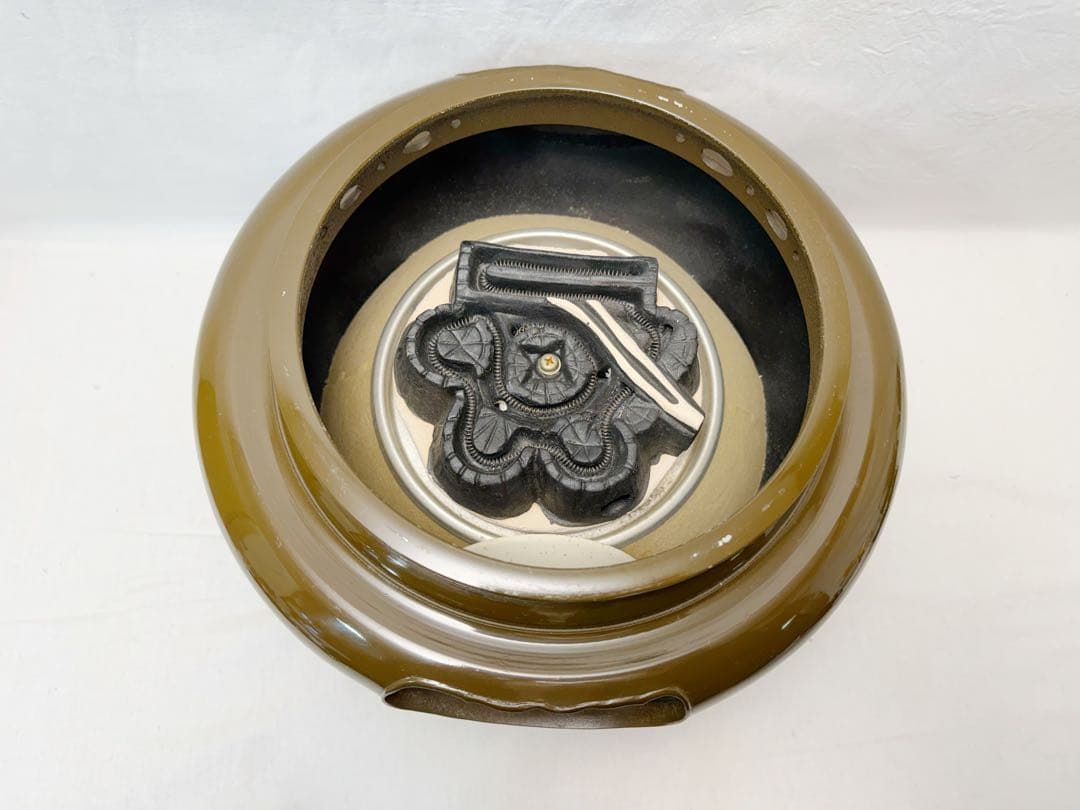 美品 野々田合金製 朝鮮風炉型電熱器 コントローラー式 風炉釜 前瓦