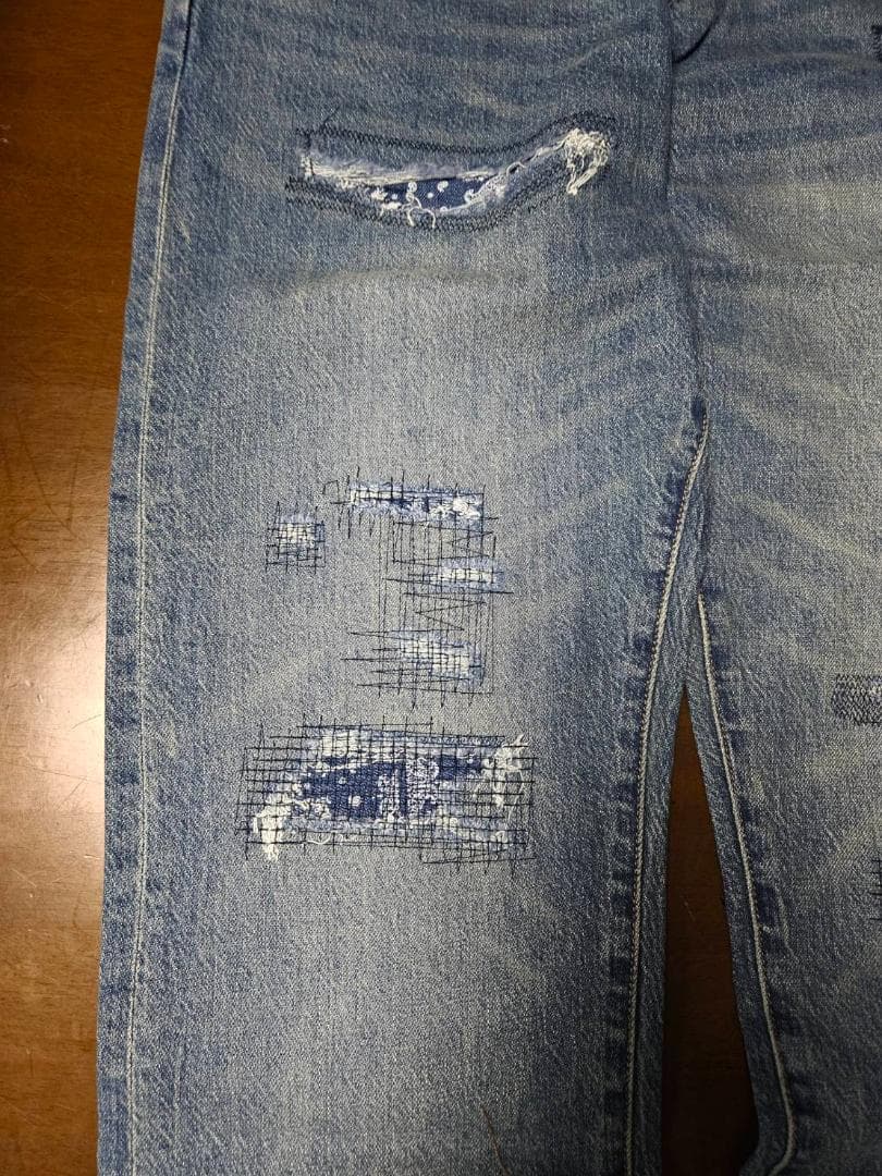 MJ【新品未使用】DOUBLE RRLダメージ加工デニムパンツ（36）