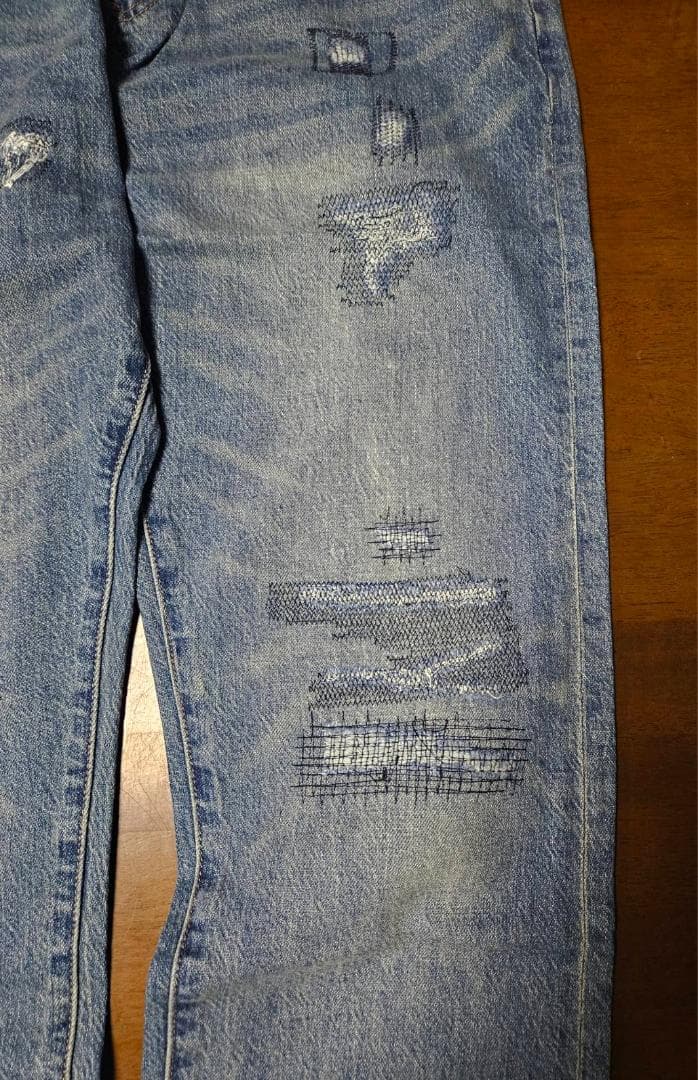 MJ【新品未使用】DOUBLE RRLダメージ加工デニムパンツ（36）