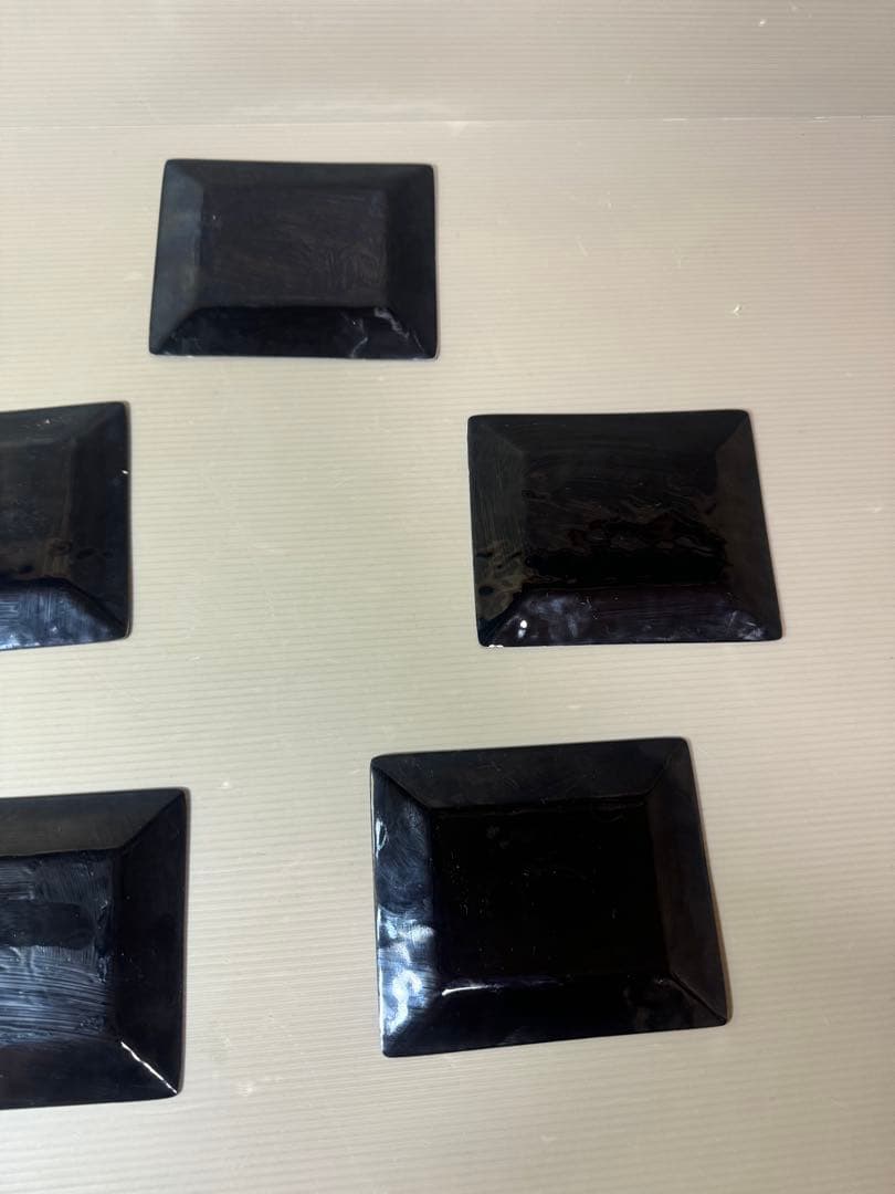 2936 七宝焼　金地双鶴　角皿　5客