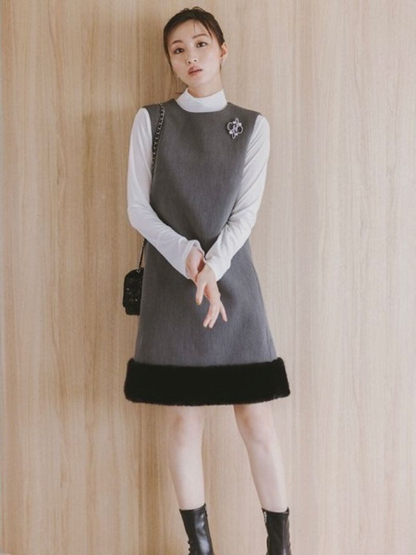 裾ファーミニワンピース グレー 36 セルフォード