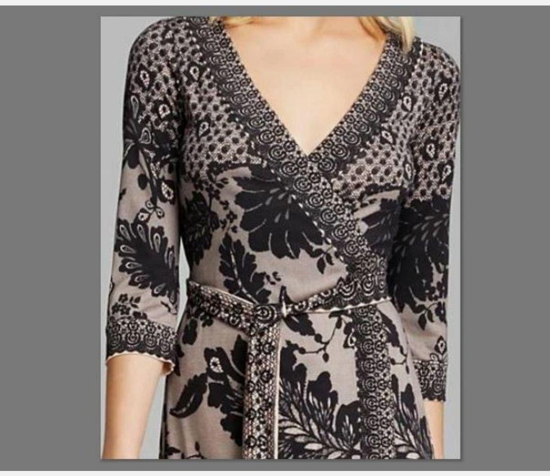 美品♡DVF　シルク　花柄レースプリント　ラップワンピース　カシュクール　US4