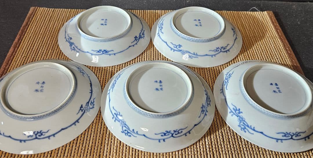 【大名品❗】明治時代　最高峰の平戸焼　肥前伊万里　嘉祥堂文峰作　染錦鳳凰画皿5客