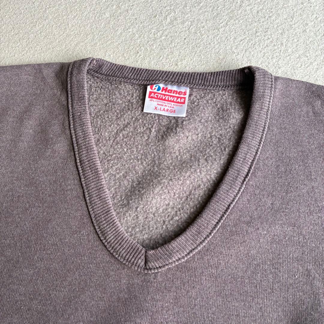 【珍品】80s〜90s Hanes ブランク Vネックスウェットトレーナー XL
