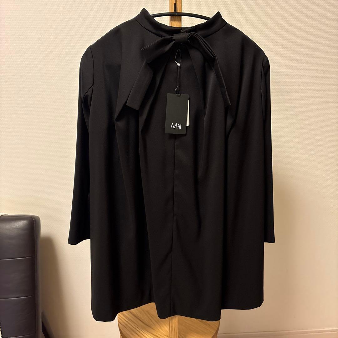 Mfil/ブラックリボン長袖ブラウス/未使用